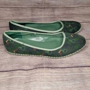 Delia's cord green canvas slip on flats